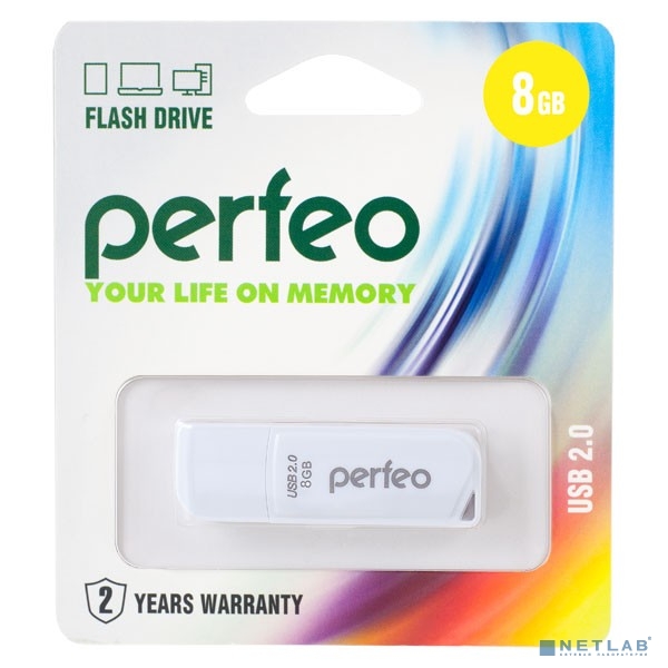 Perfeo USB Drive 8GB C10 White PF-C10W008