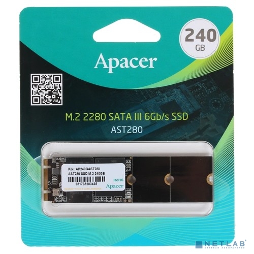 M.2 2280 240GB Apacer AST280 Client SSD AP240GAST280-1 SATA 6Gb/s, 520/495, IOPS 84K, TLC, (914101) Retail (914101)