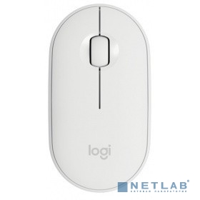 910-005716 Мышь Logitech Pebble M350 белый оптическая (1000dpi) silent беспроводная BT USB для ноутбука (3but)