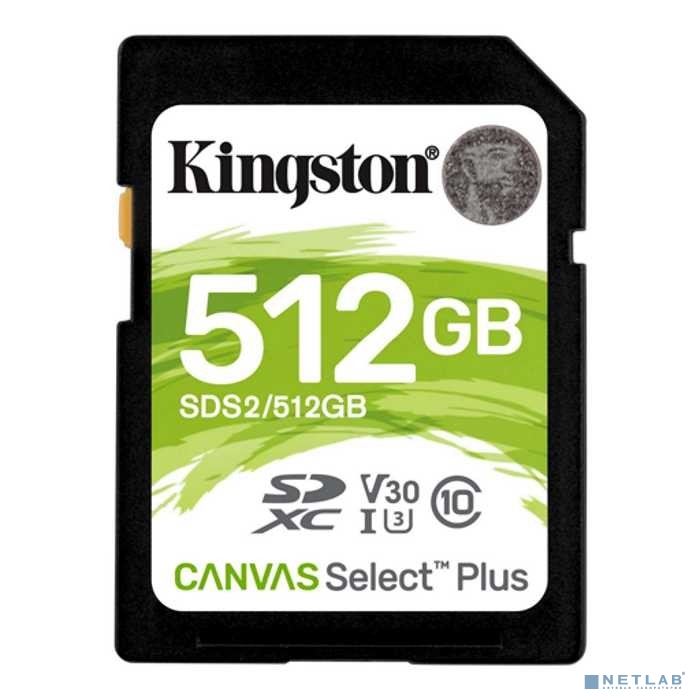 SecureDigital 512Gb Kingston SDS2/512GB {SDXC Class 10 UHS-I U3 Canvas Select Plus}
