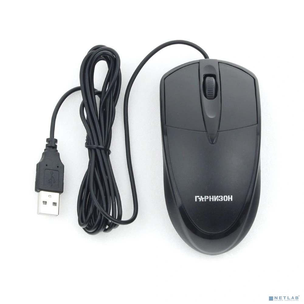 Гарнизон Мышь GM-225XL, USB, чип- Х, чёрный, 2м, 1000 DPI, 2кн.+колесо-кнопка, кабель 2м								