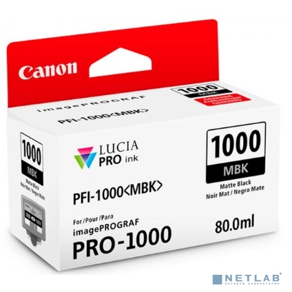 Картридж струйный Canon PFI-1000 MBK 0545C001 черный матовый для Canon Pixma MG5740/MG6840/MG7740