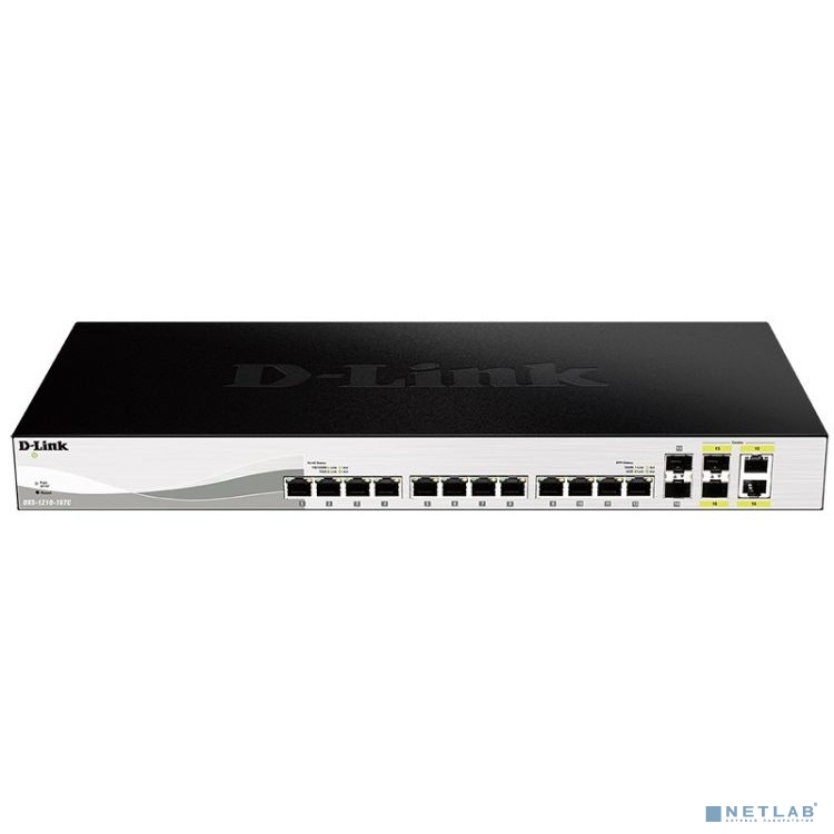 D-Link DXS-1210-16TC/A2A PROJ Настраиваемый коммутатор Smart уровня 2+ с 12 портами 10GBase-T, 2 портами 10GBase-X SFP+ и 2 комбо-портами 10GBase-T/SFP+