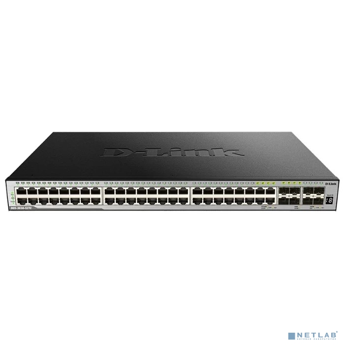 D-Link DGS-3630-52TC/A2ASI PROJ Управляемый стекируемый коммутатор 3 уровня с 44 портами 10/100/1000Base-T, 4 комбо-портами 100/1000Base-T/SFP и 4 портами 10GBase-X SFP+