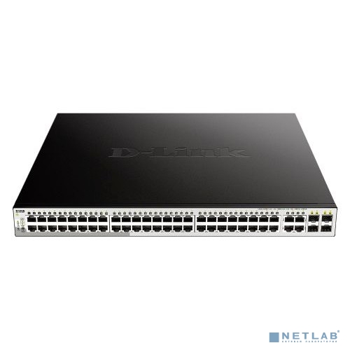 D-Link DGS-1210-52MP/F3A Настраиваемый коммутатор WebSmart с 48 портами 10/100/1000Base-T и 4 комбо-портами 100/1000Base-T/SFP (48 портов с поддержкой PoE 802.3af/802.3at (30 Вт), PoE-бюджет 370 Вт).