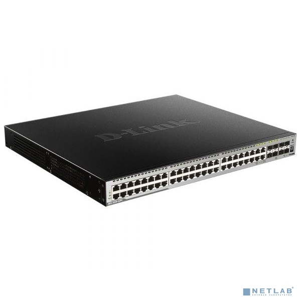 D-Link DGS-3630-52PC/A2ASI PROJ Управляемый стекируемый коммутатор 3 уровня с 44 портами 10/100/1000Base-T, 4 комбо-портами 10/100/1000Base-T/SFP,4 портами 10GBase-X SFP+ и программным обеспечением SI