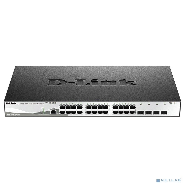 D-Link DGS-1210-28X/ME/B1B Управляемый коммутатор 2 уровня с 24 портами 10/100/1000Base-T и 4 портами 10GBase-X SFP+
