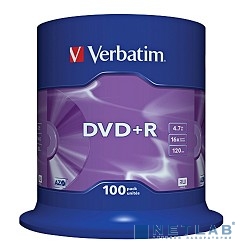 Verbatim  Диски DVD+R  4.7Gb 16-х, 100шт, Cake Box (43551)