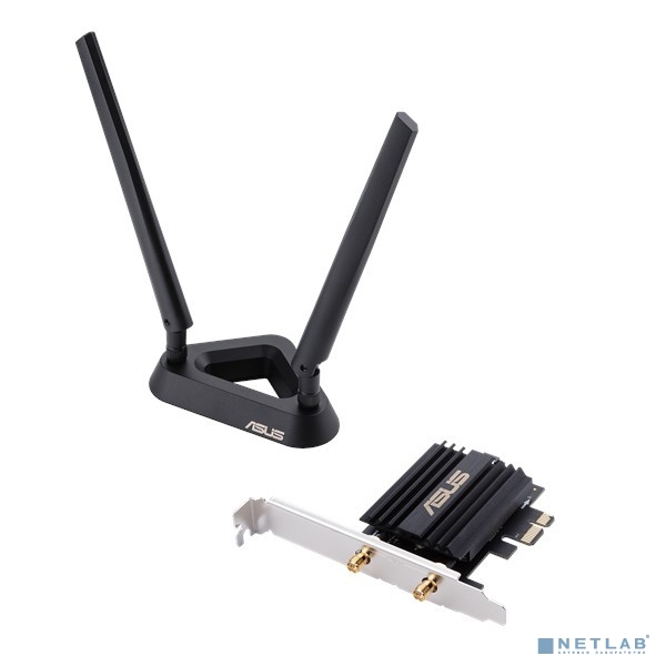 ASUS PCE-AX58BT Двухдиапазонный беспроводной адаптер Wi-Fi 6 (802.11ax): форм-фактор PCIe, 2 внешние антенны, Bluetooth 5.0, стандарт шифрования WPA3, технологии OFDMA и MU-MIMO (90IG0610-MO0R00)