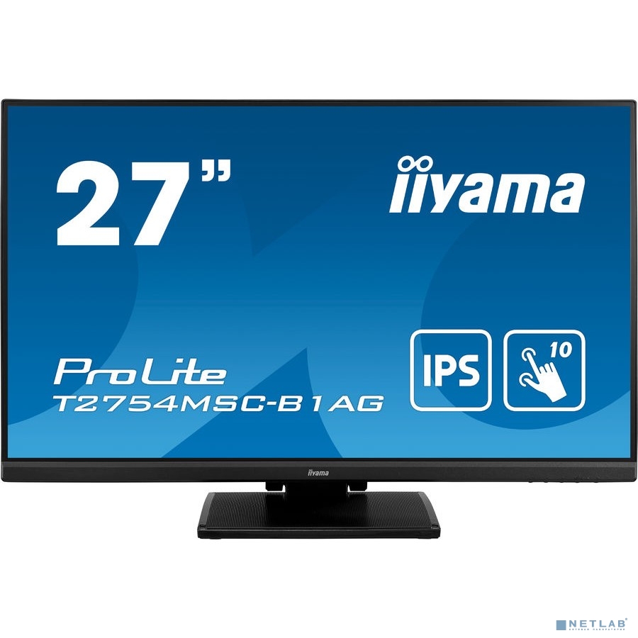 Iiyama 27'' T2754MSC-B1AG {IPS 1920х1080 TOUCH 300cd 178/178 1000:1 4ms D-sub DVI HDMI USB-Hub Height Tilt Speakers Webcam}