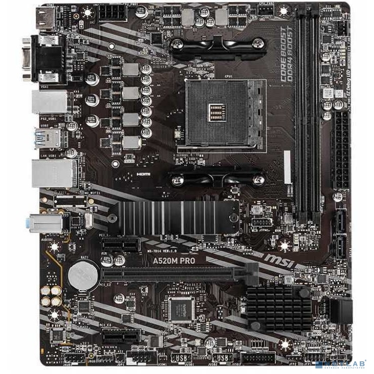 MSI A520M PRO {Soc-AM4 AMD A520 2xDDR4 mATX AC`97 8ch(7.1) GbLAN RAID+VGA+HDMI+DP}