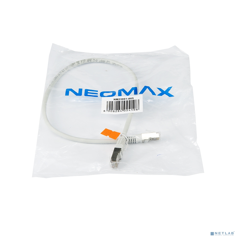 NEOMAX (NM23001-005) Шнур коммут. FTP 0.5 м, cat.5е, серый, многожильный