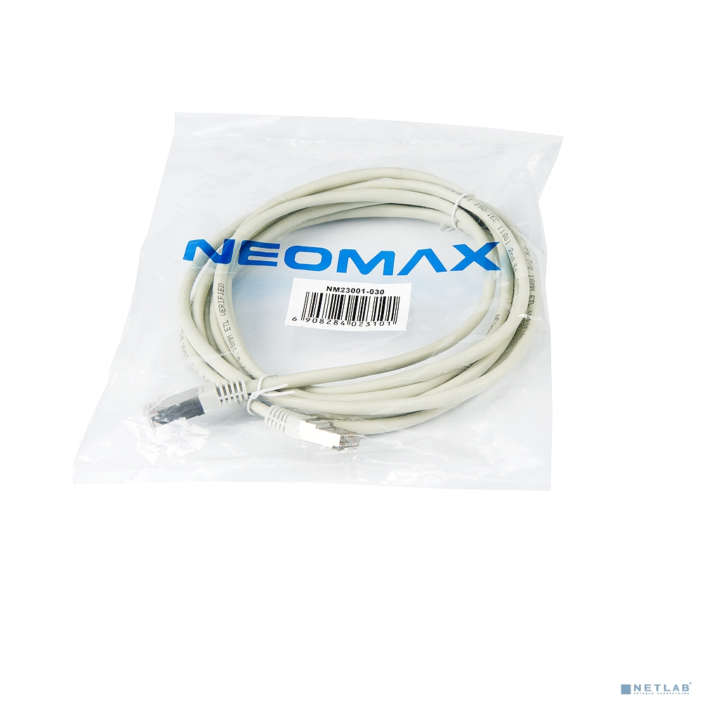 NEOMAX (NM23001-030) Шнур коммут. FTP 3 м, cat.5е, серый, многожильный