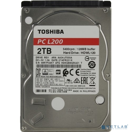 2TB Toshiba L200 (HDWL120UZSVA) {SATA III, 5400 rpm, 128Mb buffer, 2.5"}