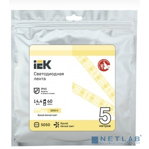 IEK LSR2-1-060-65-3-05 Лента LED 5м LSR-5050WW60-14,4-IP65-12В теплая белая