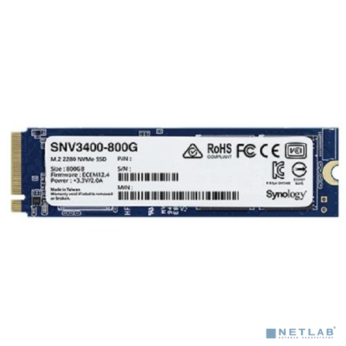 Synology SSD [SNV3400-800G] SNV3000 Series PCIe 3.0 x4 ,M.2 2280, 800GB, R3100/W550 Mb/s, IOPS 205K/40K, MTBF 1,8M