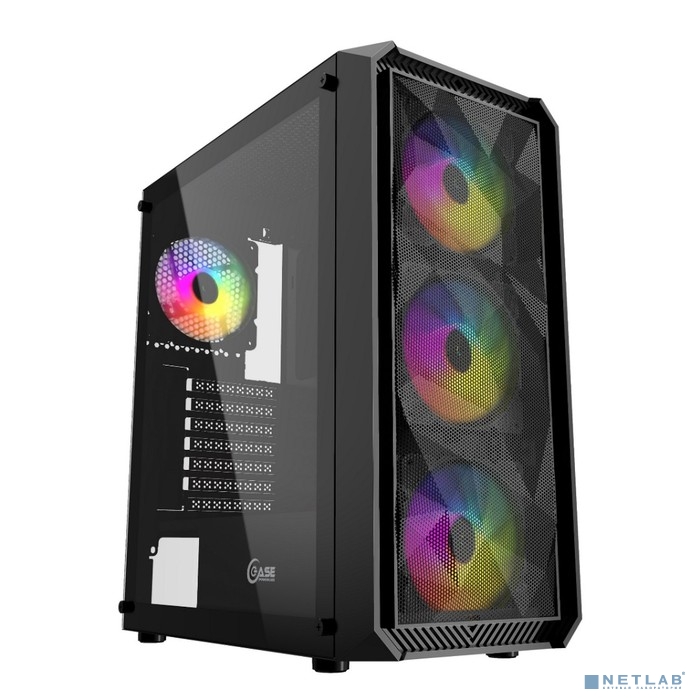 Корпус Powercase Mistral Edge, Tempered Glass, 4x 120mm 5-color fan, чёрный, ATX  (CMIEB-L4)