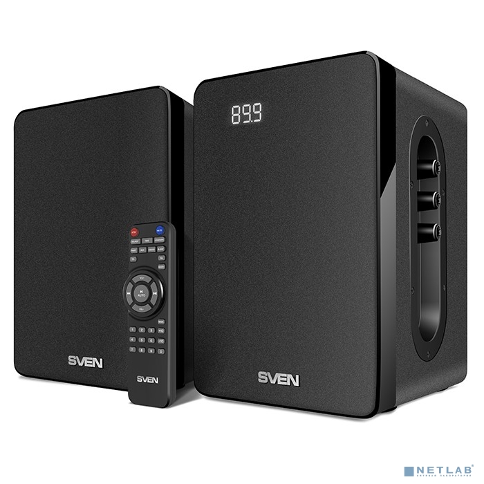 SVEN SPS-710, чёрный, акустическая система 2.0, мощность 2х20Вт (RMS), FM-тюнер, USB/SD, дисплей, пульт ДУ, Bluetooth