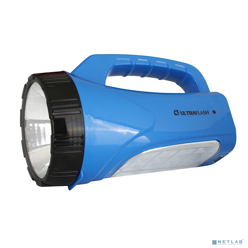 Ultraflash LED3818SM (фонарь аккум. 220В, синий,  3W LED+12SMD LED, 2 реж., SLA, пласт, коробка)