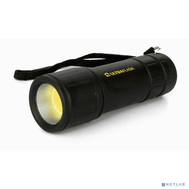 Ultraflash LED16001 (фонарь 3XR03, черный, COB LED 3Вт, пластик, блистер)