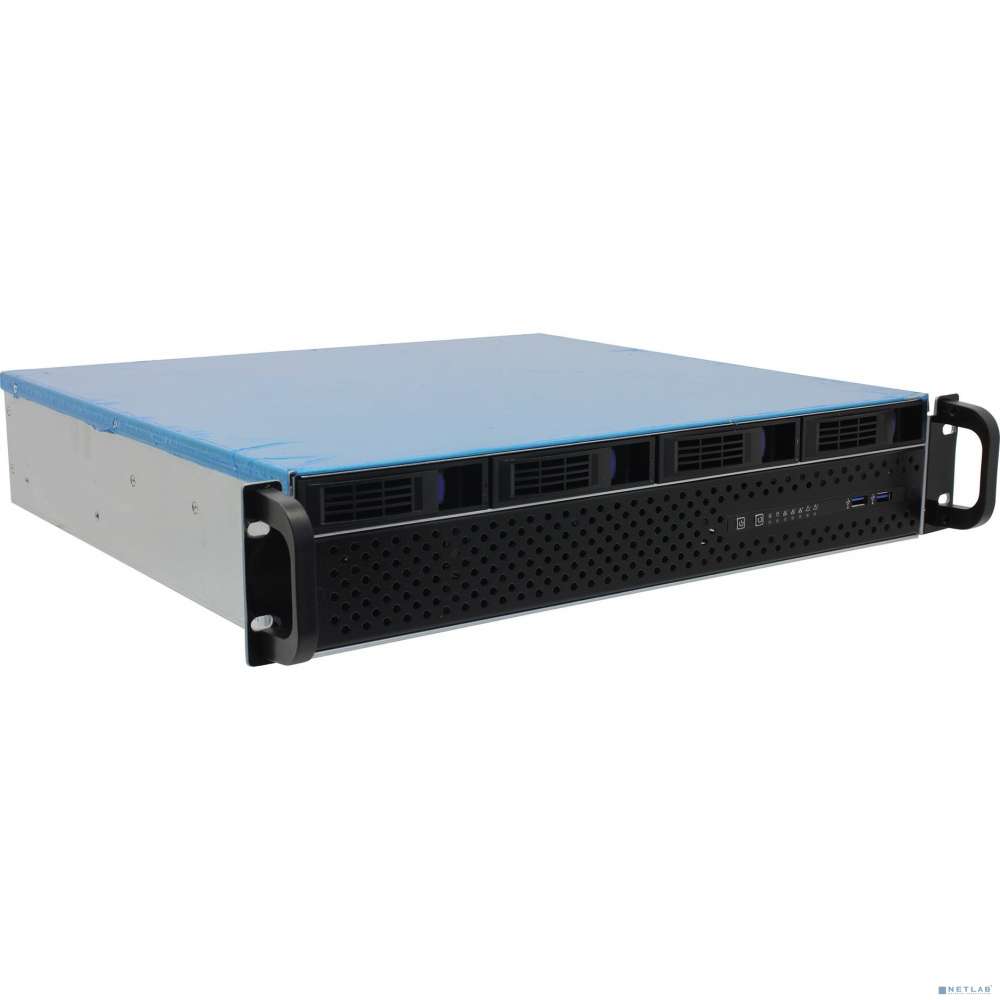 Procase Корпус 2U Rack server case (4 SATA III/SAS 12Gbit hotswap HDD), черный, без блока питания, глубина 400мм, MB 12"x13"
