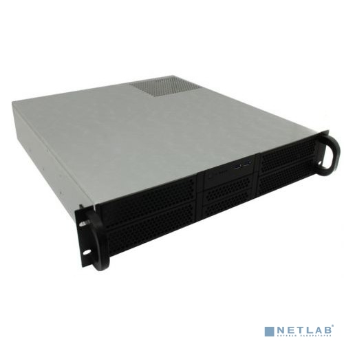 Procase Корпус 2U server case,4x5.25+2HDD,черный,без блока питания(PS/2,mini-redundant),глубина 480мм,mATX 9.6"x9.6", панель вентиляторов 4*80х25 PWM