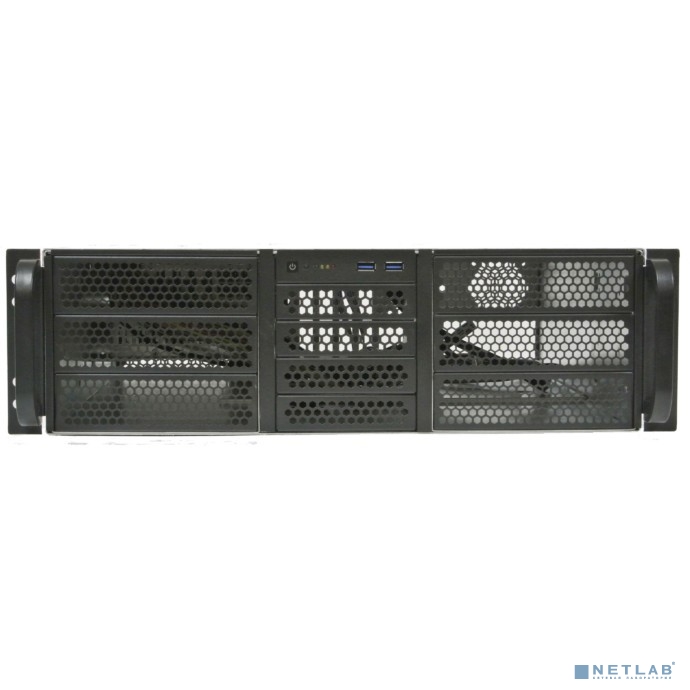Procase Корпус 3U server case,6x5.25+4HDD,черный,без блока питания(PS/2,mini-redundant,2U-redundant),глубина 550мм,MB CEB 12"x10.5",4slot,панель вентиляторов 3*120x25 PWM