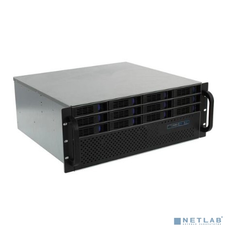 Procase Корпус 4U Rack server case (12 SATA3/SAS 12Gb hotswap HDD), черный, без блока питания, глубина 400мм, MB 12"x13"