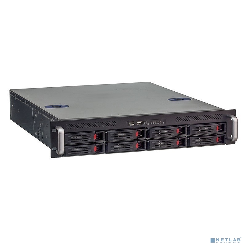 Exegate EX281293RUS Серверный корпус ExeGate Pro 2U550-HS08 <RM 19",  высота 2U, глубина 550, БП 1U-800ADS, 8xHotSwap, USB>