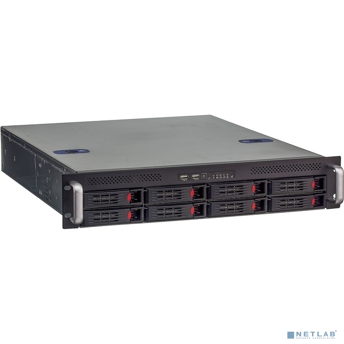 Exegate EX281290RUS Серверный корпус ExeGate Pro 2U550-HS08 <RM 19", высота 2U, глубина 550, БП 1U-600ADS, 8xHotSwap, USB>
