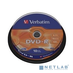 Verbatim  Диски DVD-R  4.7Gb 16х, 10 шт, Cake Box (43523)